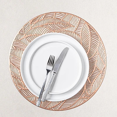 KSP Gather & Dine Leaf Cut-Out Vinyl Placemat (Rose Gold)