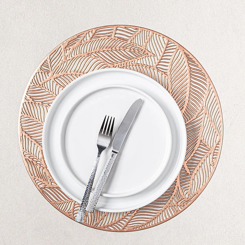 KSP Gather & Dine Leaf Cut-Out Vinyl Placemat (Rose Gold)