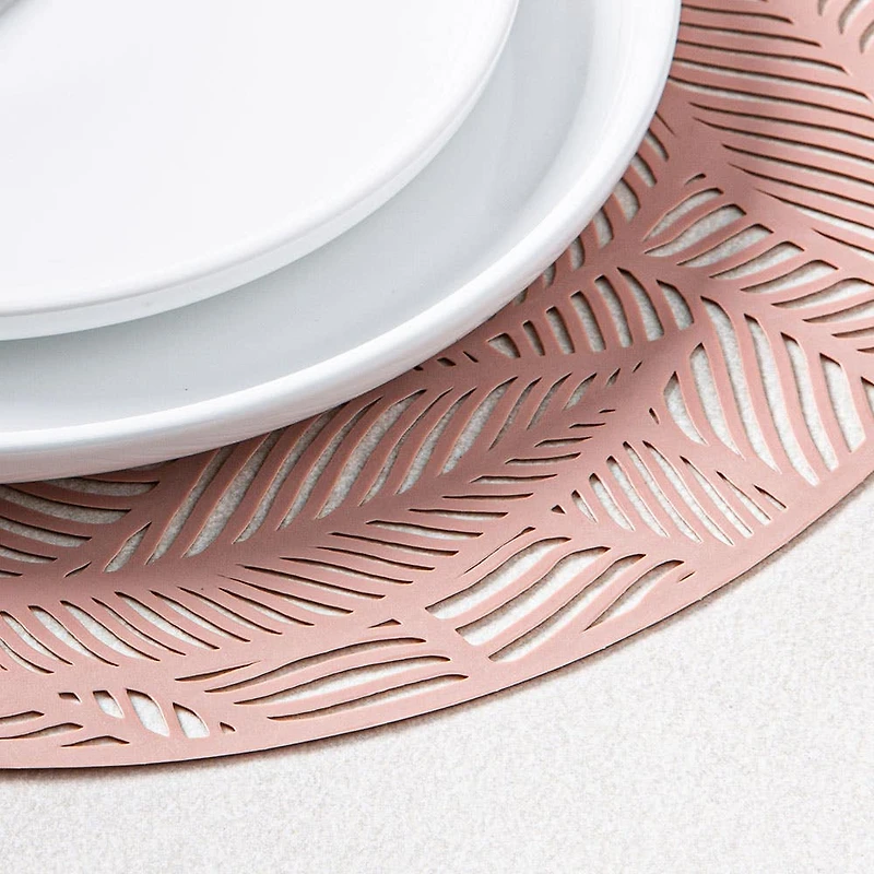 KSP Gather & Dine Leaf Cut-Out Vinyl Placemat (Rose Gold)
