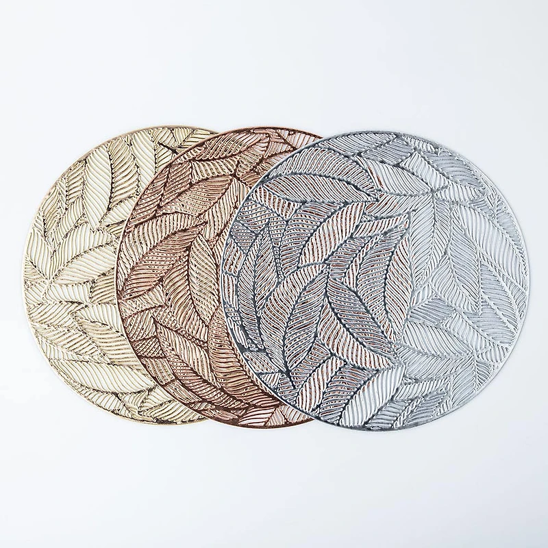KSP Gather & Dine Leaf Cut-Out Vinyl Placemat (Rose Gold)