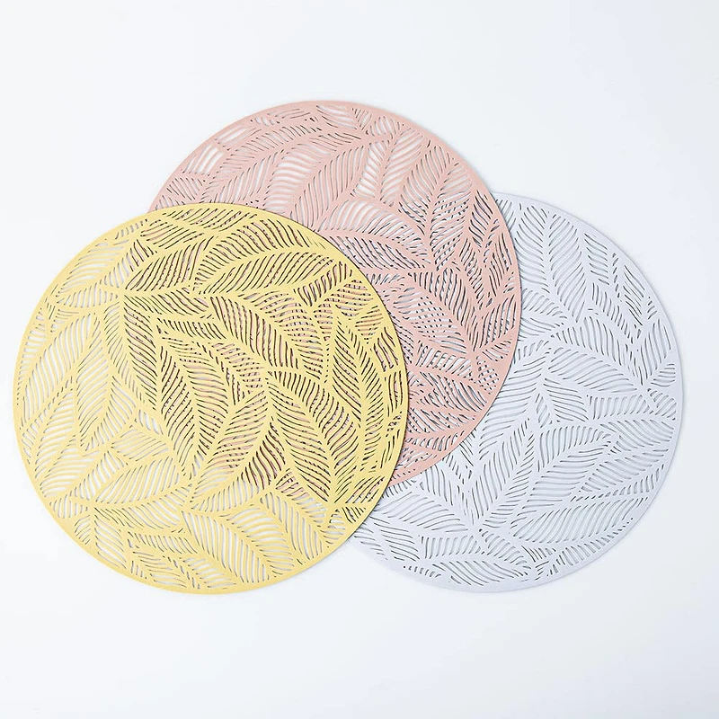 KSP Gather & Dine Leaf Cut-Out Vinyl Placemat (Rose Gold)