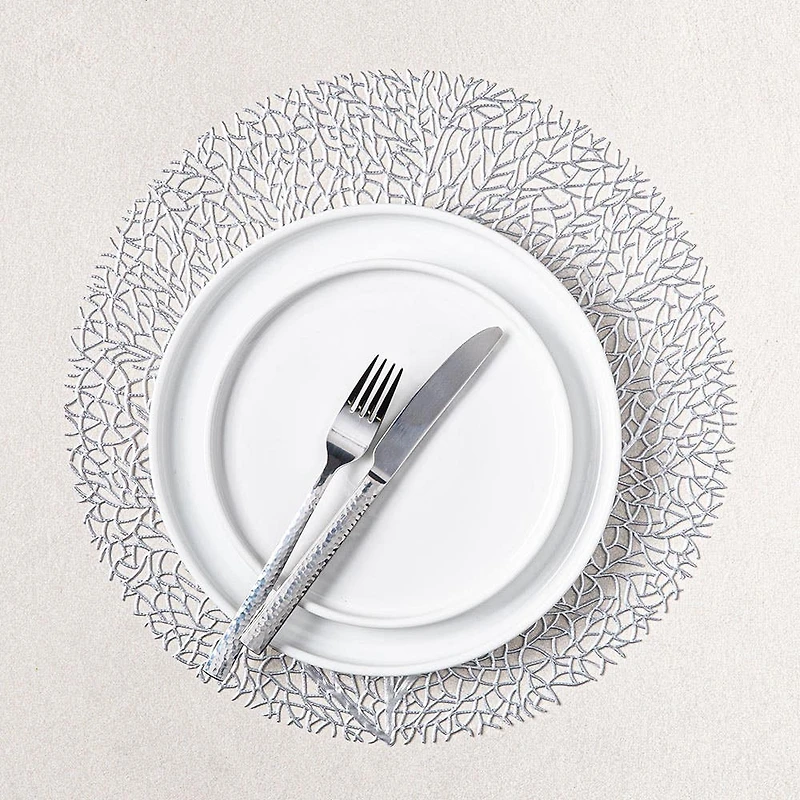 KSP Gather & Dine Tree Cut-Out Vinyl Placemat (Silver)