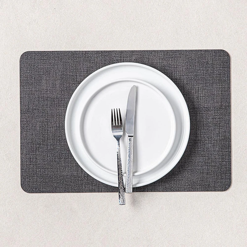 KSP Gather & Dine Luxe Leather Pvc Placemat (Dark Grey)