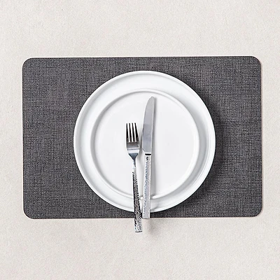 KSP Gather & Dine Luxe Leather Pvc Placemat (Dark Grey)