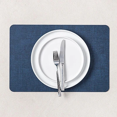 KSP Gather & Dine Luxe Leather Pvc Placemat (Navy Blue)