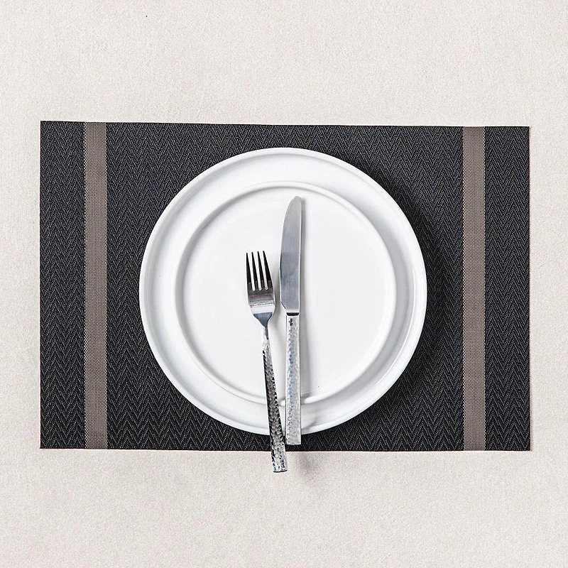 KSP Gather & Dine Edge Vinyl Placemat (Black/Grey)