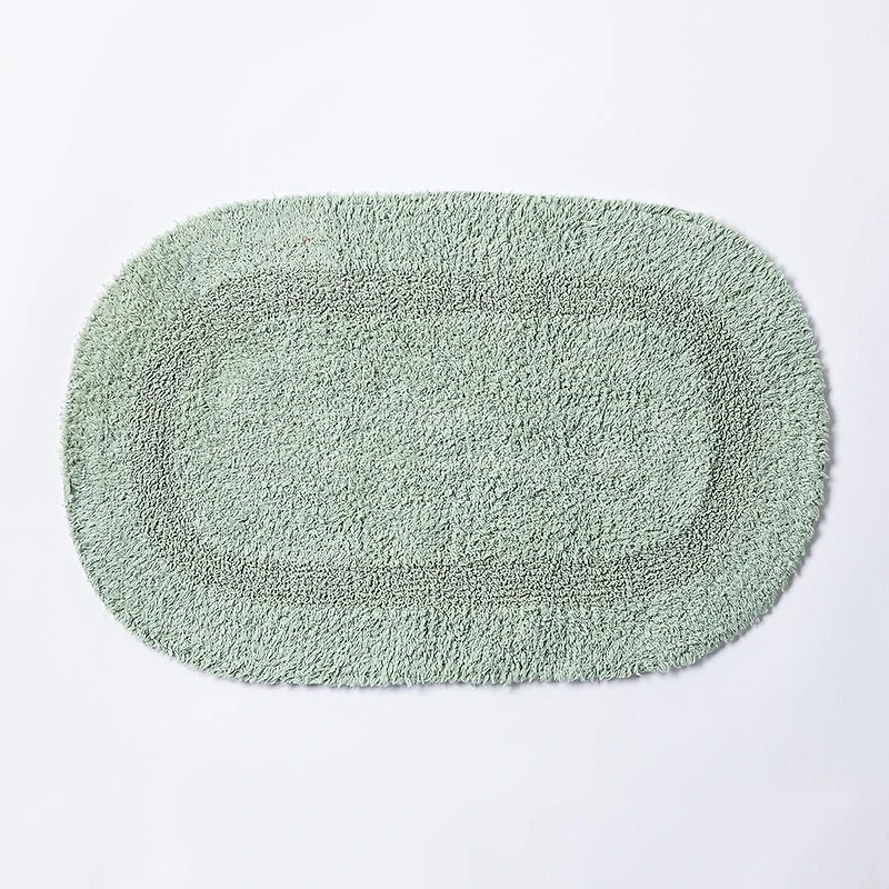 KSP Plush Oval Cotton Bathmat Reversible (Smoke Green)