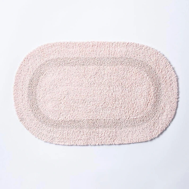 KSP Plush Oval Cotton Bathmat Reversible (Rose Quartz)