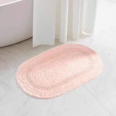 KSP Plush Oval Cotton Bathmat Reversible (Rose Quartz)