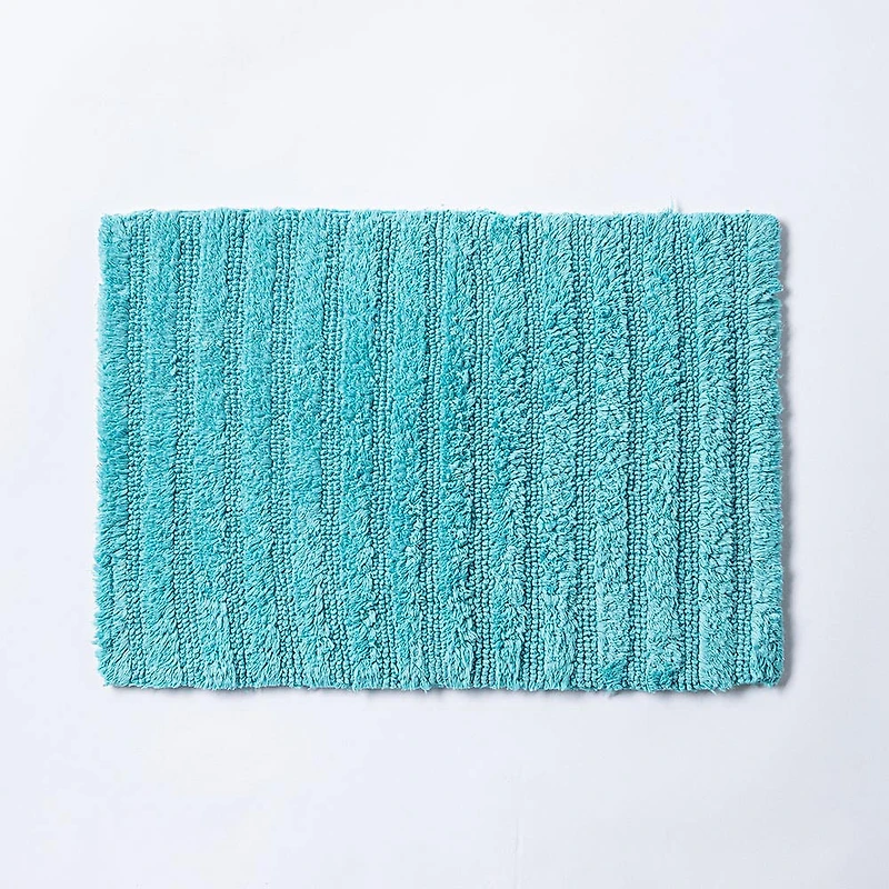 KSP Stripe Cotton Bathmat Reversible 17x24" (Capri Blue)