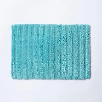 KSP Stripe Cotton Bathmat Reversible 17x24" (Capri Blue)