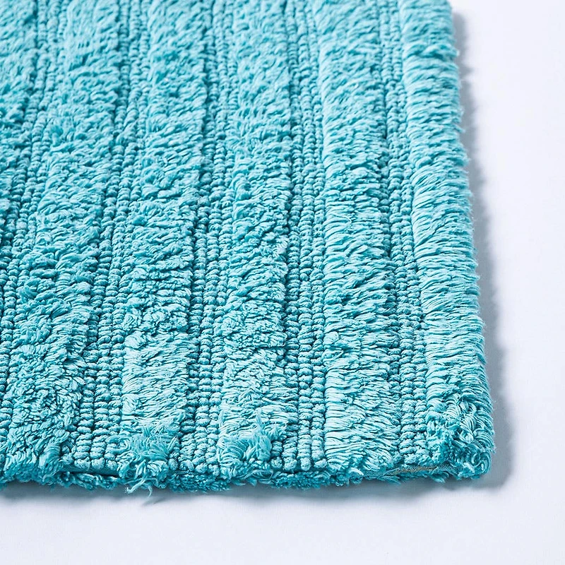 KSP Stripe Cotton Bathmat Reversible 17x24" (Capri Blue)