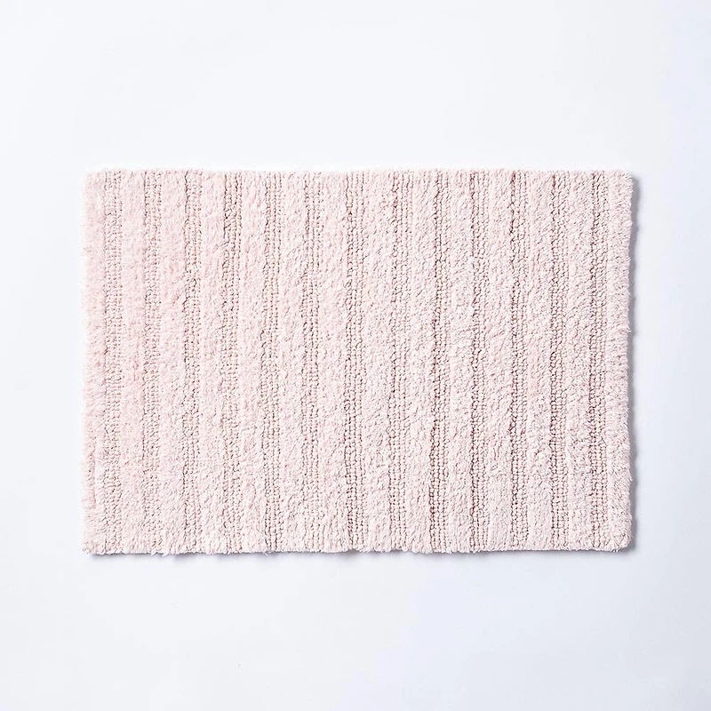 KSP Stripe Cotton Bathmat Reversible 17x24" (Rose Quartz)