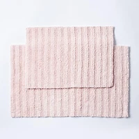KSP Stripe Cotton Bathmat Reversible 17x24" (Rose Quartz)
