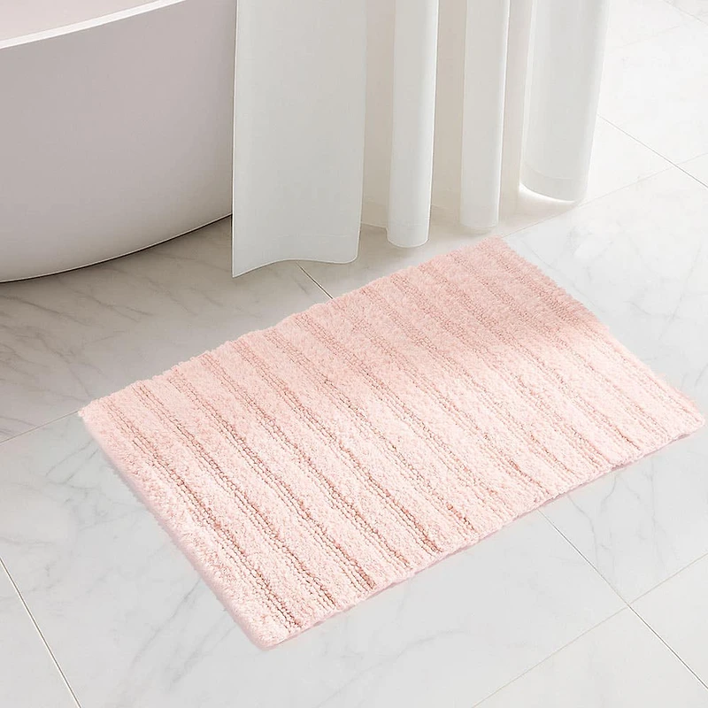 KSP Stripe Cotton Bathmat Reversible 17x24" (Rose Quartz)