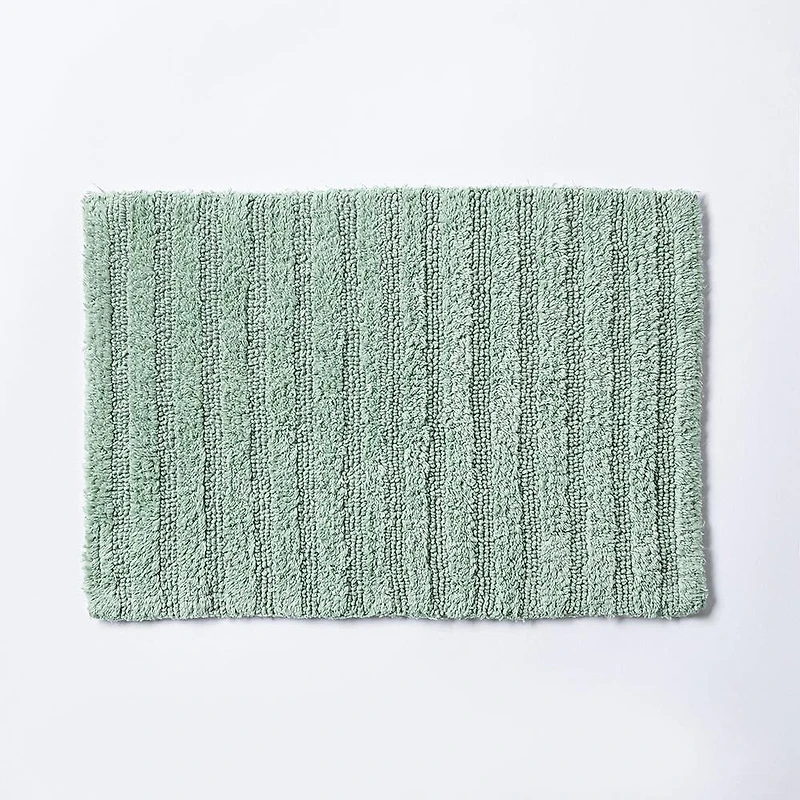 KSP Stripe Cotton Bathmat Reversible 17x24" (Smoke Green)