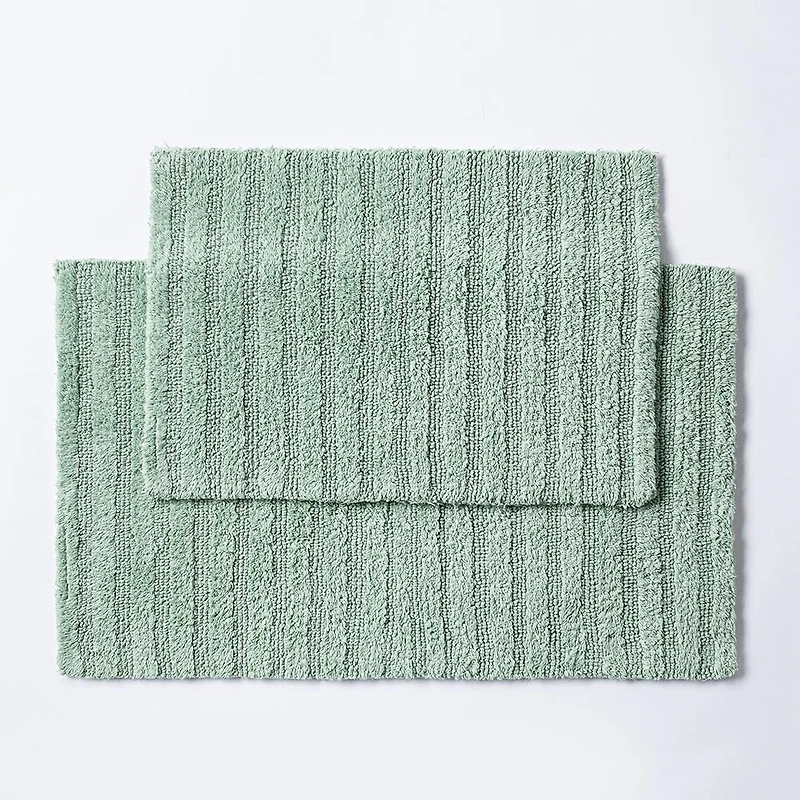 KSP Stripe Cotton Bathmat Reversible 17x24" (Smoke Green)