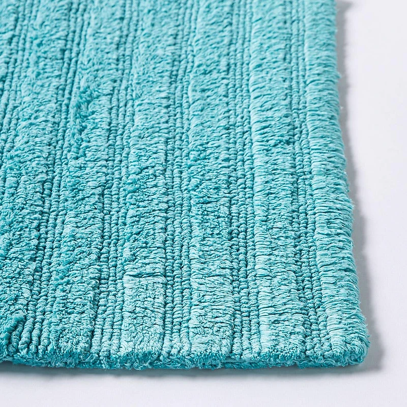 KSP Stripe Cotton Bathmat Reversible 20x32" (Capri Blue)