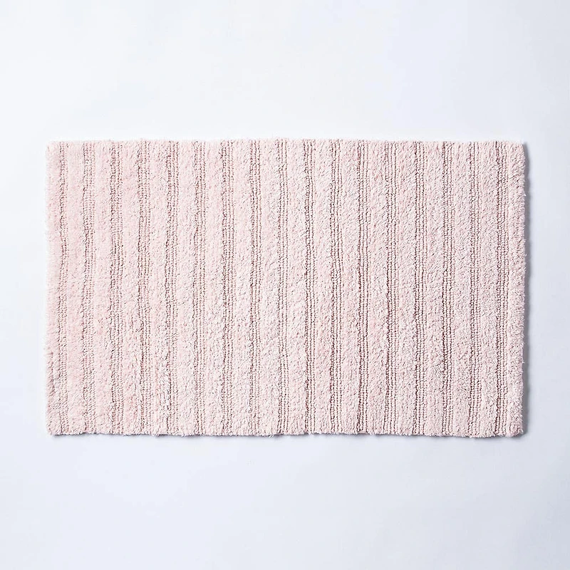 KSP Stripe Cotton Bathmat Reversible 20x32" (Rose Quartz)
