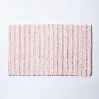 KSP Stripe Cotton Bathmat Reversible 20x32" (Rose Quartz)