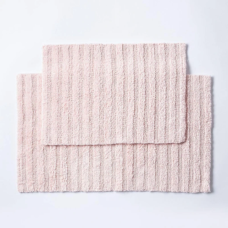 KSP Stripe Cotton Bathmat Reversible 20x32" (Rose Quartz)