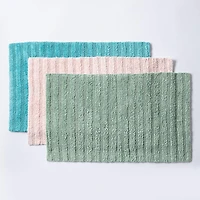 KSP Stripe Cotton Bathmat Reversible 20x32" (Rose Quartz)