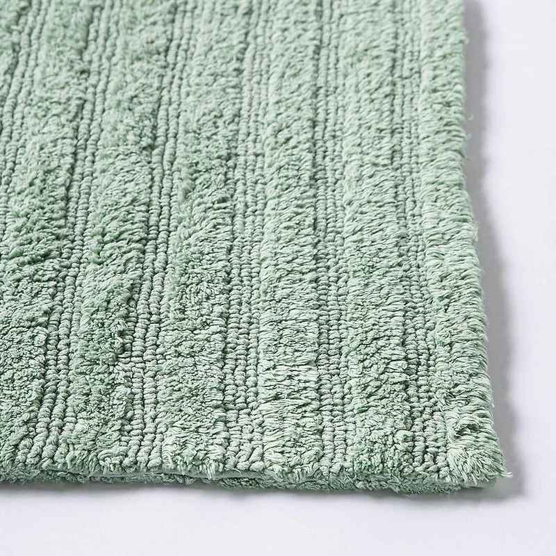 KSP Stripe Cotton Bathmat Reversible 20x32" (Smoke Green)