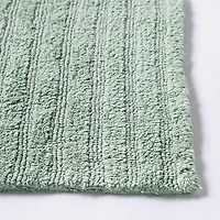 KSP Stripe Cotton Bathmat Reversible 20x32" (Smoke Green)