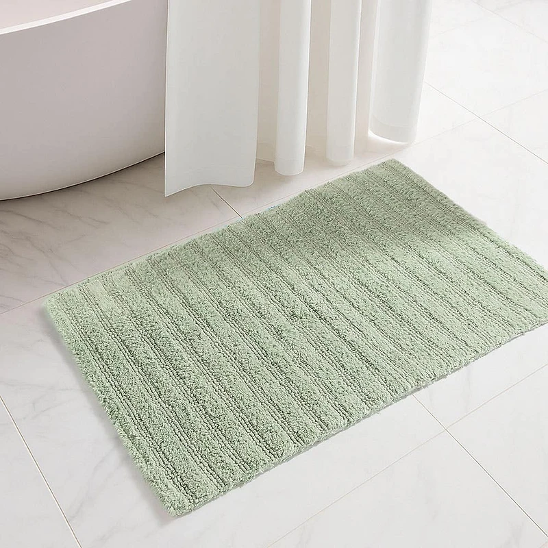 KSP Stripe Cotton Bathmat Reversible 20x32" (Smoke Green)