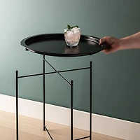 ITY Folding Side Table Metal Black 18.5" D x 20" H