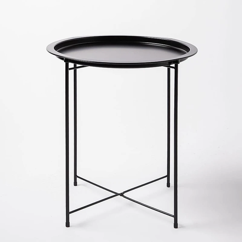 ITY Folding Side Table Metal Black 18.5" D x 20" H
