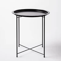 ITY Folding Side Table Metal Black 18.5" D x 20" H