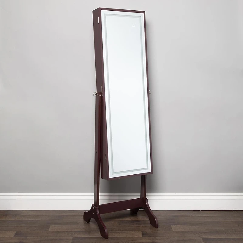 KSP Sophia Floor Mirror LED Jewelry Cabinet (Brown) 48 x 40 x 161 cm