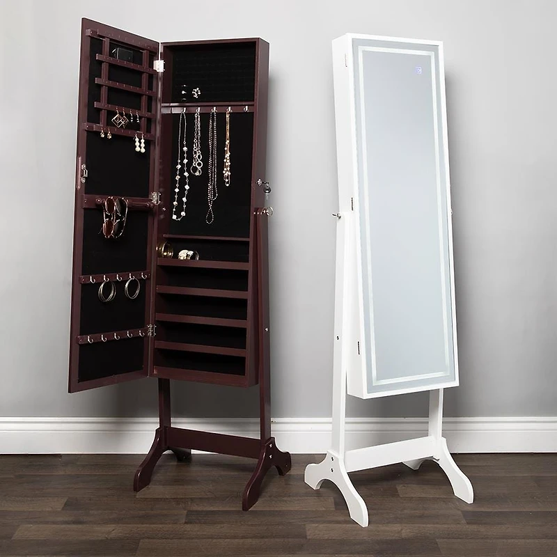 KSP Sophia Floor Mirror LED Jewelry Cabinet (Brown) 48 x 40 x 161 cm