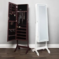 KSP Sophia Floor Mirror LED Jewelry Cabinet (Brown) 48 x 40 x 161 cm