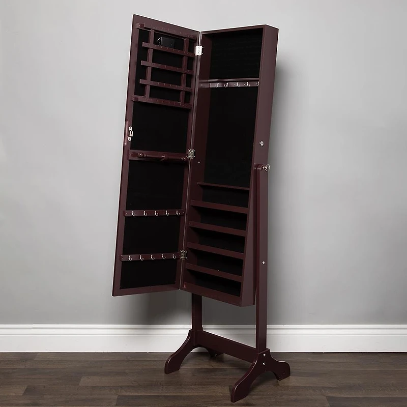 KSP Sophia Floor Mirror LED Jewelry Cabinet (Brown) 48 x 40 x 161 cm