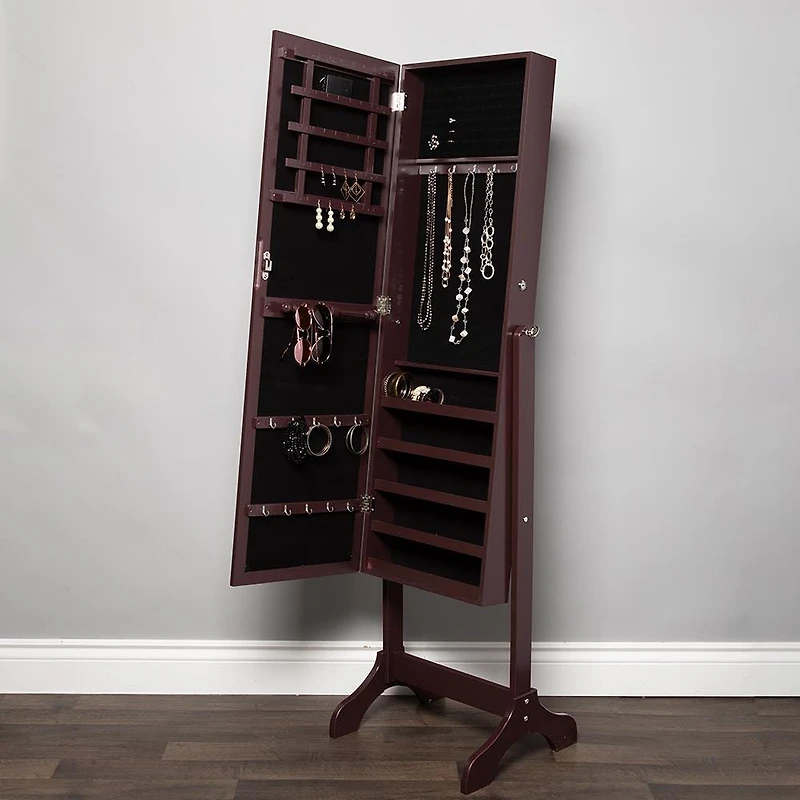 KSP Sophia Floor Mirror LED Jewelry Cabinet (Brown) 48 x 40 x 161 cm