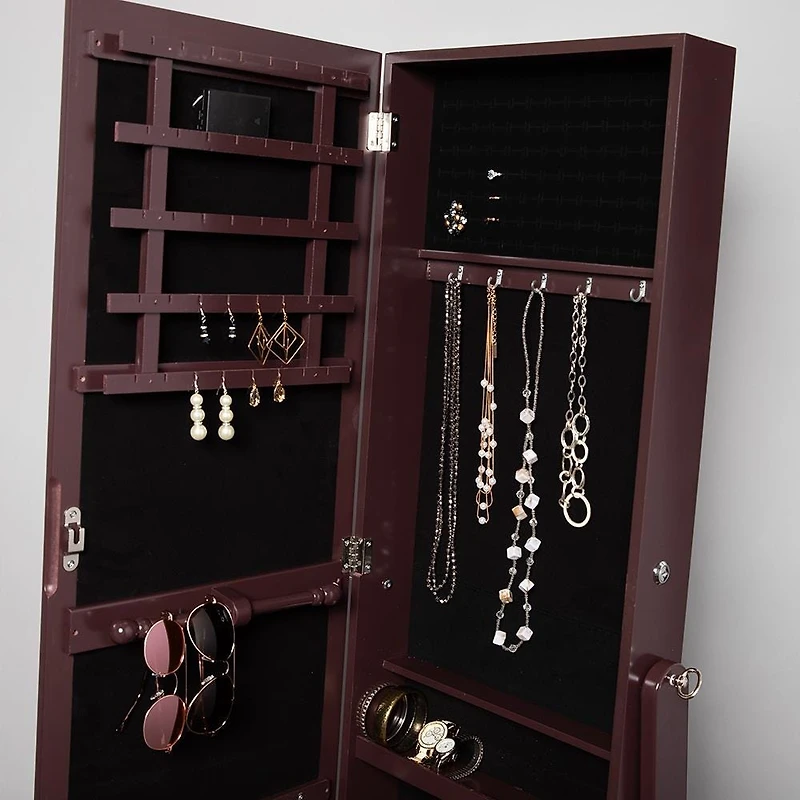 KSP Sophia Floor Mirror LED Jewelry Cabinet (Brown) 48 x 40 x 161 cm