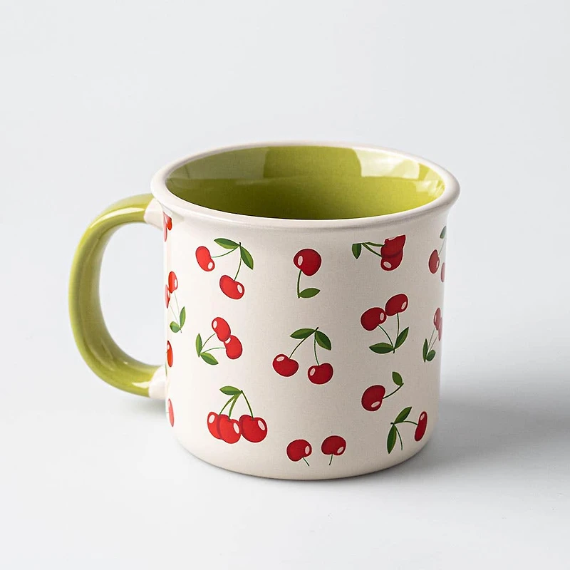 KSP Camper 'Cherries' Ceramic Mug (White/Red)