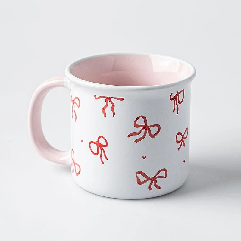KSP Camper 'Bows' Ceramic Mug (White/Pink)