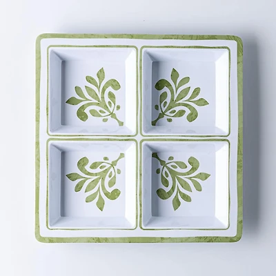KSP Verde Melamine 4-Section Serve Tray 13.5" sq.