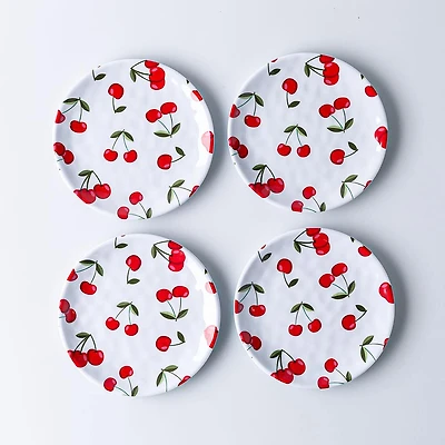 KSP Nibble 'Cherries' Melamine Tidbit Plate - Set of 4