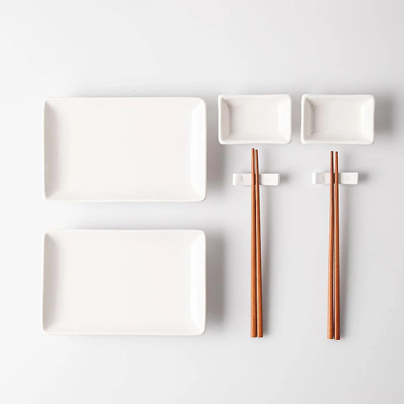 KSP Maki Sushi Set with Plates - Set of 8 (White)
