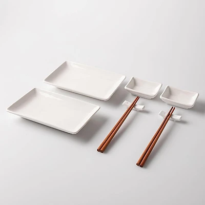 KSP Maki Sushi Set with Plates - Set of 8 (White)