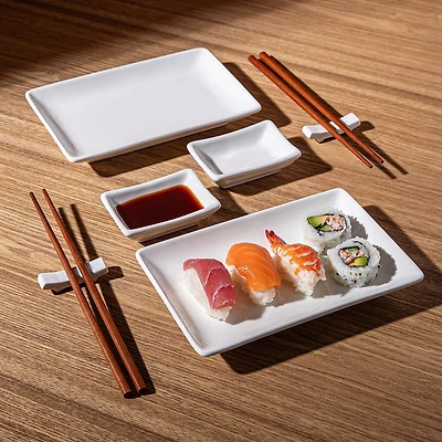 KSP Maki Sushi Set with Plates - Set of 8 (White)