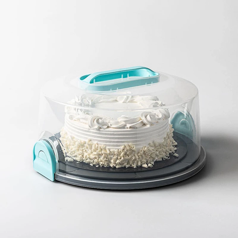 Ezy Storage Portable 'Round' Plastic Cake Carrier with Lid (Clear)