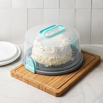 Ezy Storage Portable 'Round' Plastic Cake Carrier with Lid (Clear)