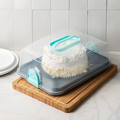 Ezy Storage Portable 'Rectangle' Plastic Cake Carrier with Lid (Clear)