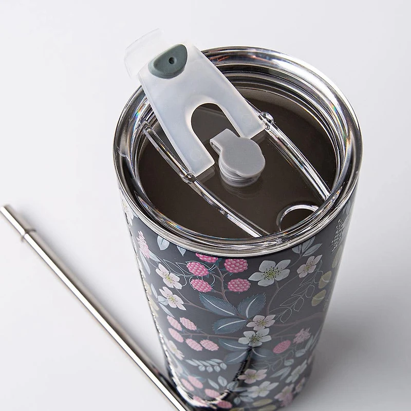 KSP Quench 'Flowers' Double Wall Tumbler with Straw 20oz.