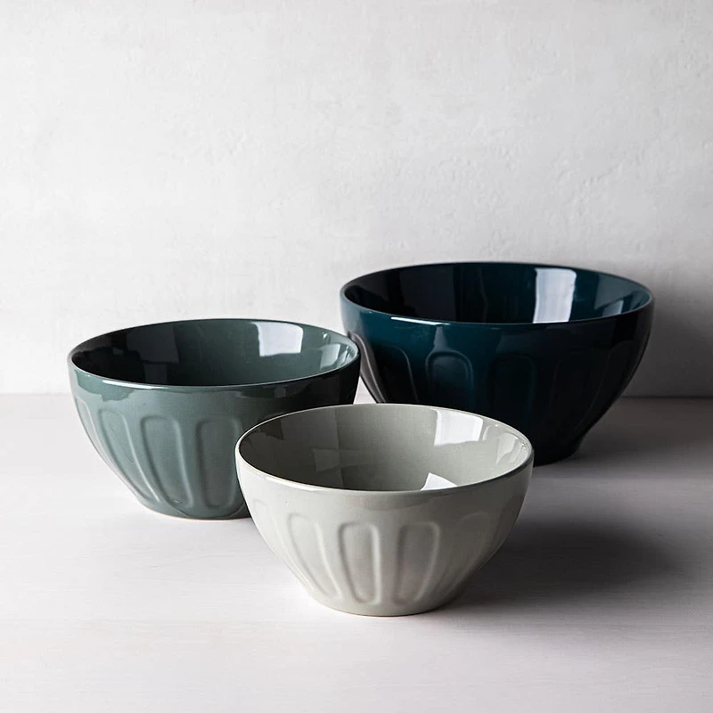 KSP Heirloom 'Faceted' Mixing Bowl - Set of 3 (Green)